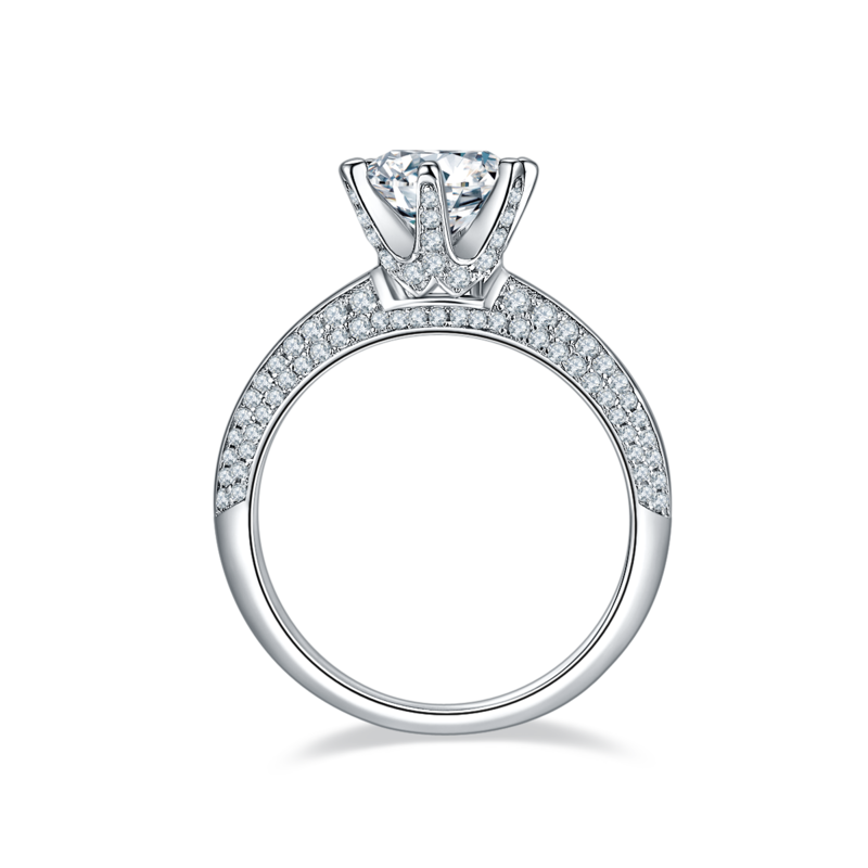 半壁江山S925银镀白金MoissaniteWomen's Ring1.5ctD级